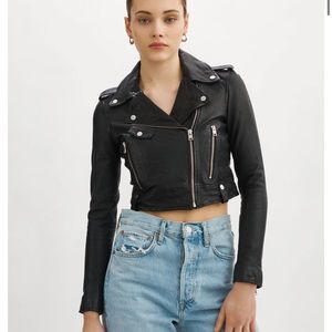 Lamarque cropped leather biker jacket